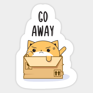 Cat in the box funny and cute t-shirt - "Go away" T-Shirt Sticker